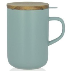 Tisanière 475ml gris perlé avec couvercle bois