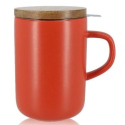 Tisanière grès 475ml terracotta avec couvercle bois