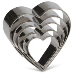Lot de 5 découpoirs coeur inox 18/0