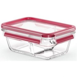 Boite Clip Close rectangle 0,8L rouge avec séparateur