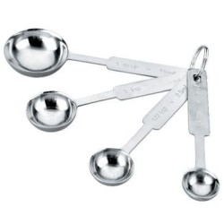 Cuillères doseuses jeu de 4: 1ml, 2.5ml, 5ml, 15ml inox