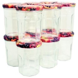 Pack 12 confituriers 385ml couvercle décor fruits