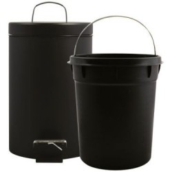 Poubelle noire 3l pédale et seau amovible