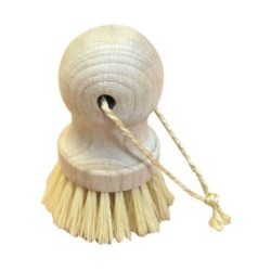 Brosse à légumes boule bois brut tampico + ficelle sisal