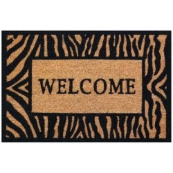 Tapis coco naturel 40x60 cm épaisseur 15 mm welcome zèbre