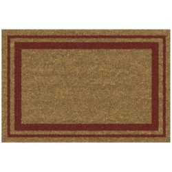 Tapis coco naturel bordures rouge 40x60cm