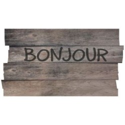 Tapis boston decoupe planche bonjour gris 40x70cm