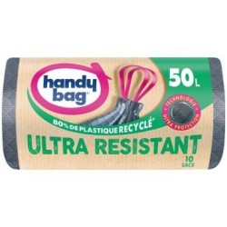 Sac poubelle poignées coulissantes ultra résistantes 50l x10