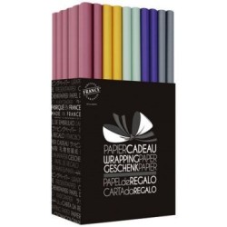 Papier cadeau 2x0.70m box 50 rouleaux kraft couleur