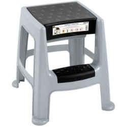 Tabouret marchepied gris perle marche noir