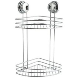 Etagère d'angle 2 niveaux ventouse chrome