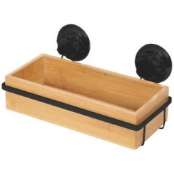 Petite étagère à ventouse bambou naturel et métal