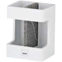 Gobelet porte brosse a dents cube blanc pierre