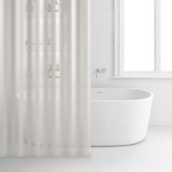Rideau douche 180x200cm peva rayé blanc/beige