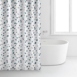 Rideau douche 180x200 polyester blanc points bleus