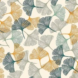 Nappe noblessa toile cirée ginkgo pétrole 20mx140cm