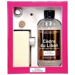 Coffret lampe brique blanc + recharge 500ml cèdre du Liban