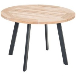 Table de jardin ronde Cocos teck et acier noir diam 105cm