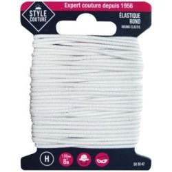 Elastique rond blanc 8m