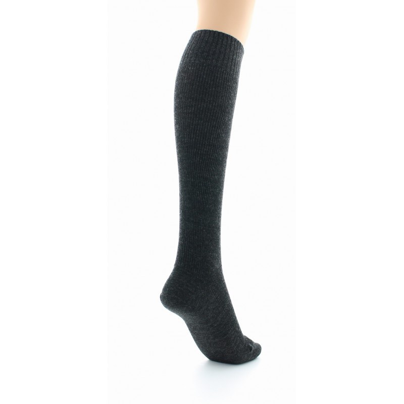 Chaussettes hautes à côtes Confort Laine peignée mélangée Sans élastique