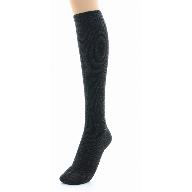 Chaussettes hautes à côtes Confort Laine peignée mélangée Sans élastique