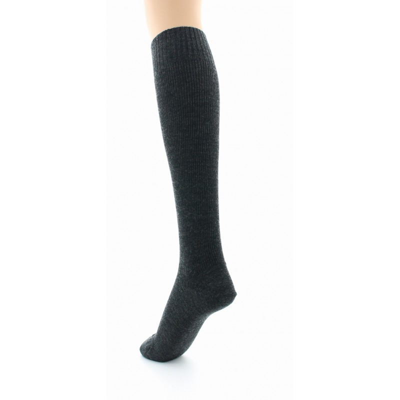 Chaussettes hautes à côtes Confort Laine peignée mélangée Sans élastique