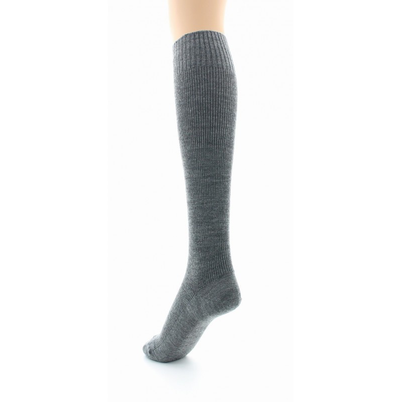 Chaussettes hautes à côtes Confort Laine peignée mélangée Sans élastique