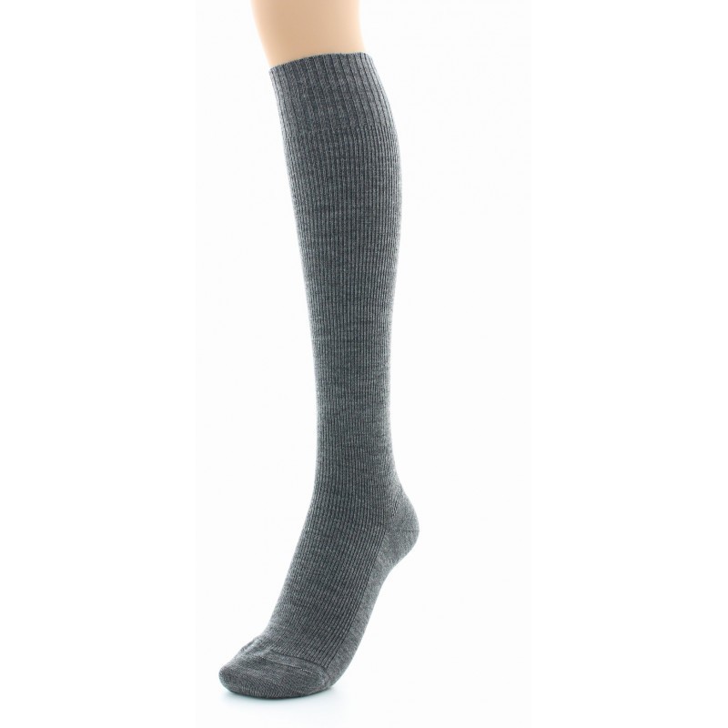 Chaussettes hautes à côtes Confort Laine peignée mélangée Sans élastique