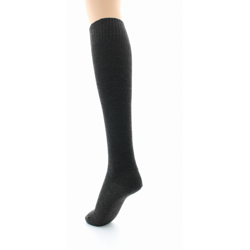Chaussettes hautes à côtes Confort Laine peignée mélangée Sans élastique