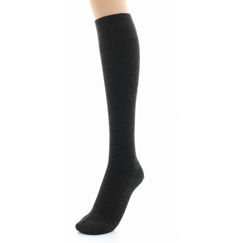 Chaussettes hautes à côtes Confort Laine peignée mélangée Sans élastique