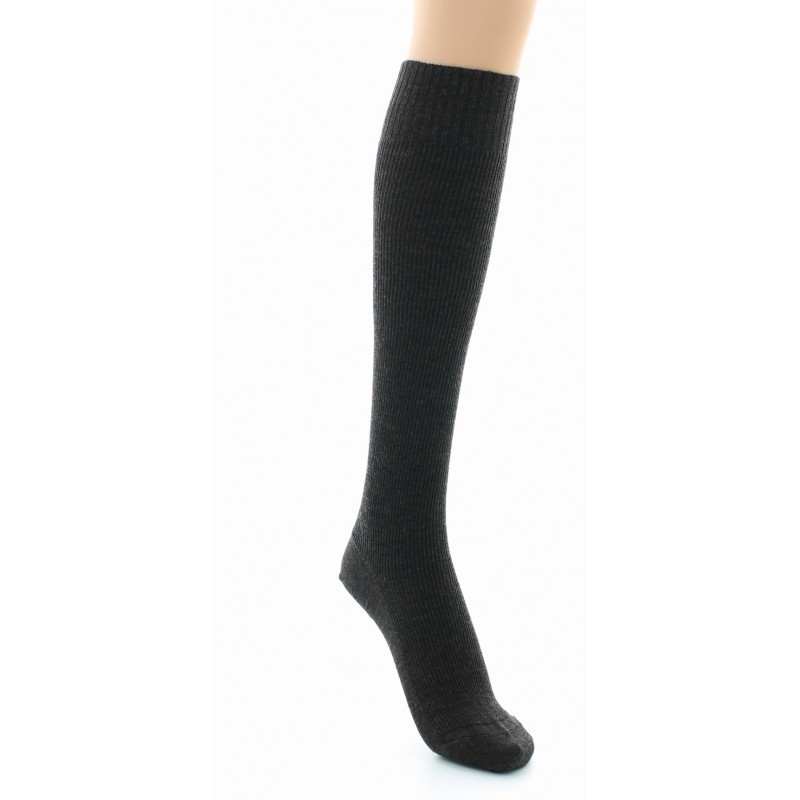 Chaussettes hautes à côtes Confort Laine peignée mélangée Sans élastique