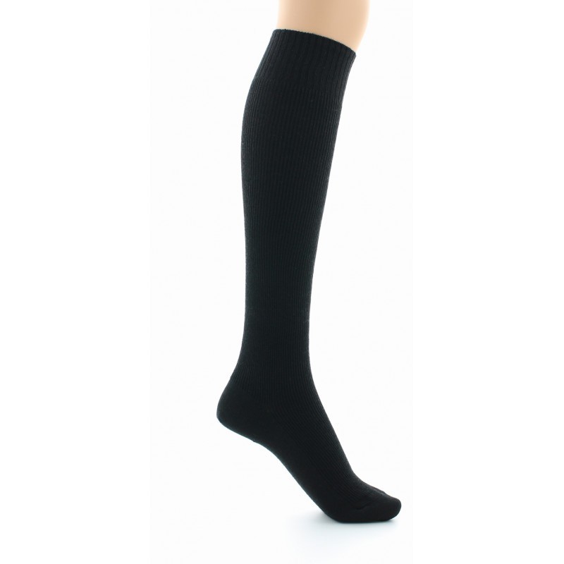 Chaussettes hautes à côtes Confort Laine peignée mélangée Sans élastique