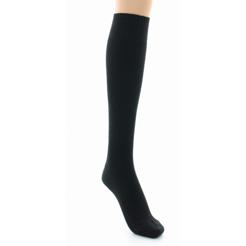 Chaussettes hautes à côtes Confort Laine peignée mélangée Sans élastique