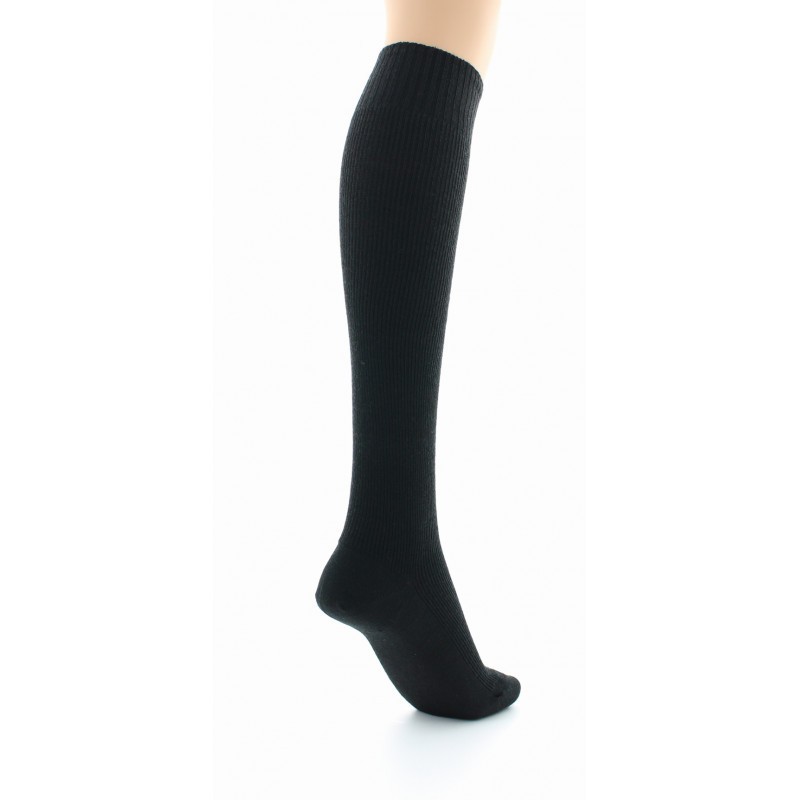 Chaussettes hautes à côtes Confort Laine peignée mélangée Sans élastique