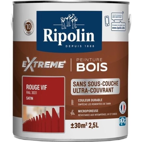 Rip protection extrême bois satin 2.5l rouge vif