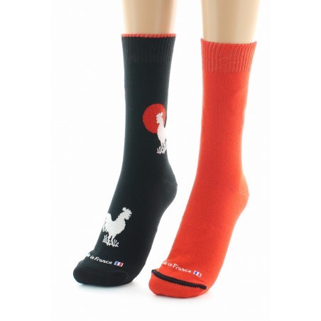 Doubles chaussettes réversibles Coq