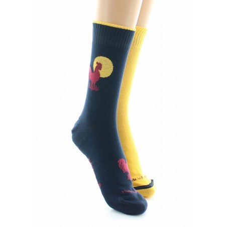 Doubles chaussettes réversibles Coq