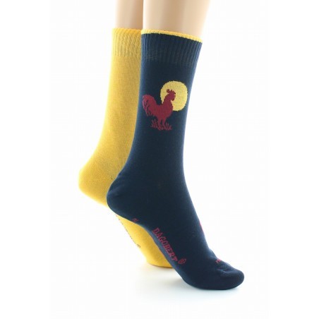 Doubles chaussettes réversibles Coq