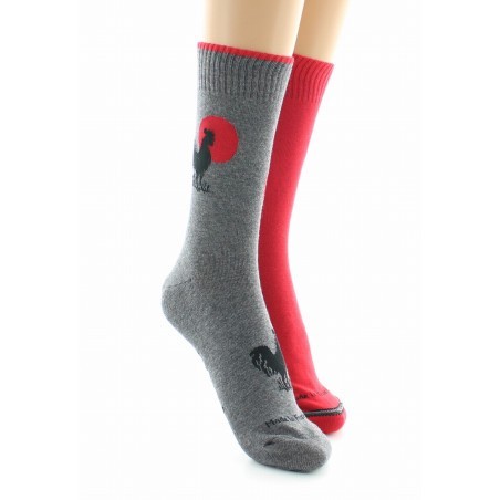 Doubles chaussettes réversibles Coq