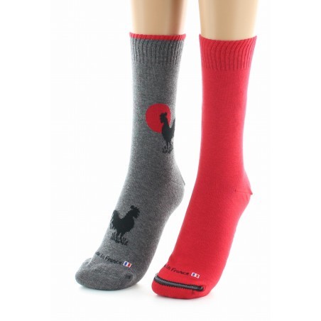 Doubles chaussettes réversibles Coq