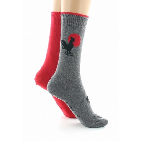 Doubles chaussettes réversibles Coq
