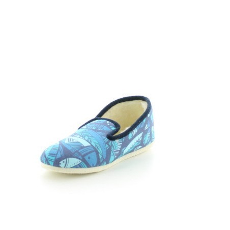 Charentaises mixtes coton bio poissons bleus