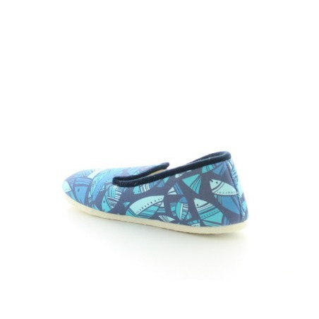 Charentaises mixtes coton bio poissons bleus