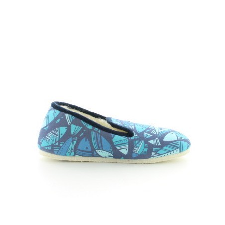 Charentaises mixtes coton bio poissons bleus