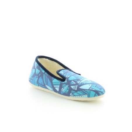 Charentaises mixtes coton bio poissons bleus