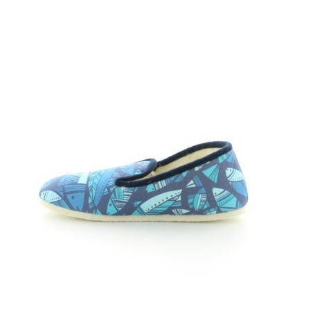 Charentaises mixtes coton bio poissons bleus