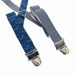 Bretelles mixtes poissons bleus et rayures asymétriques