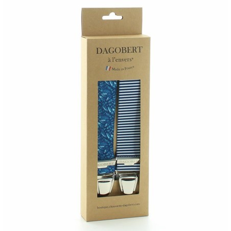 Bretelles mixtes poissons bleus et rayures asymétriques