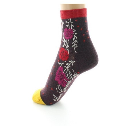 Socquettes femme laine peignée couleurs d'automne