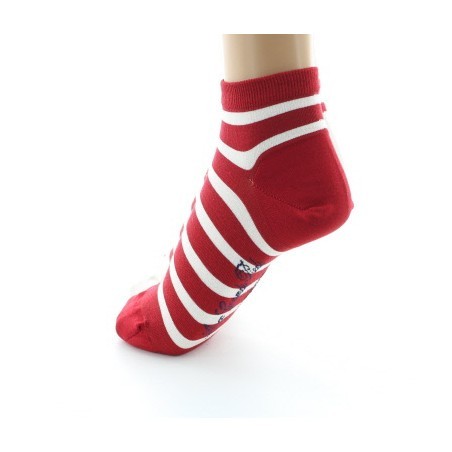 Socquettes en soie rayées asymétriques